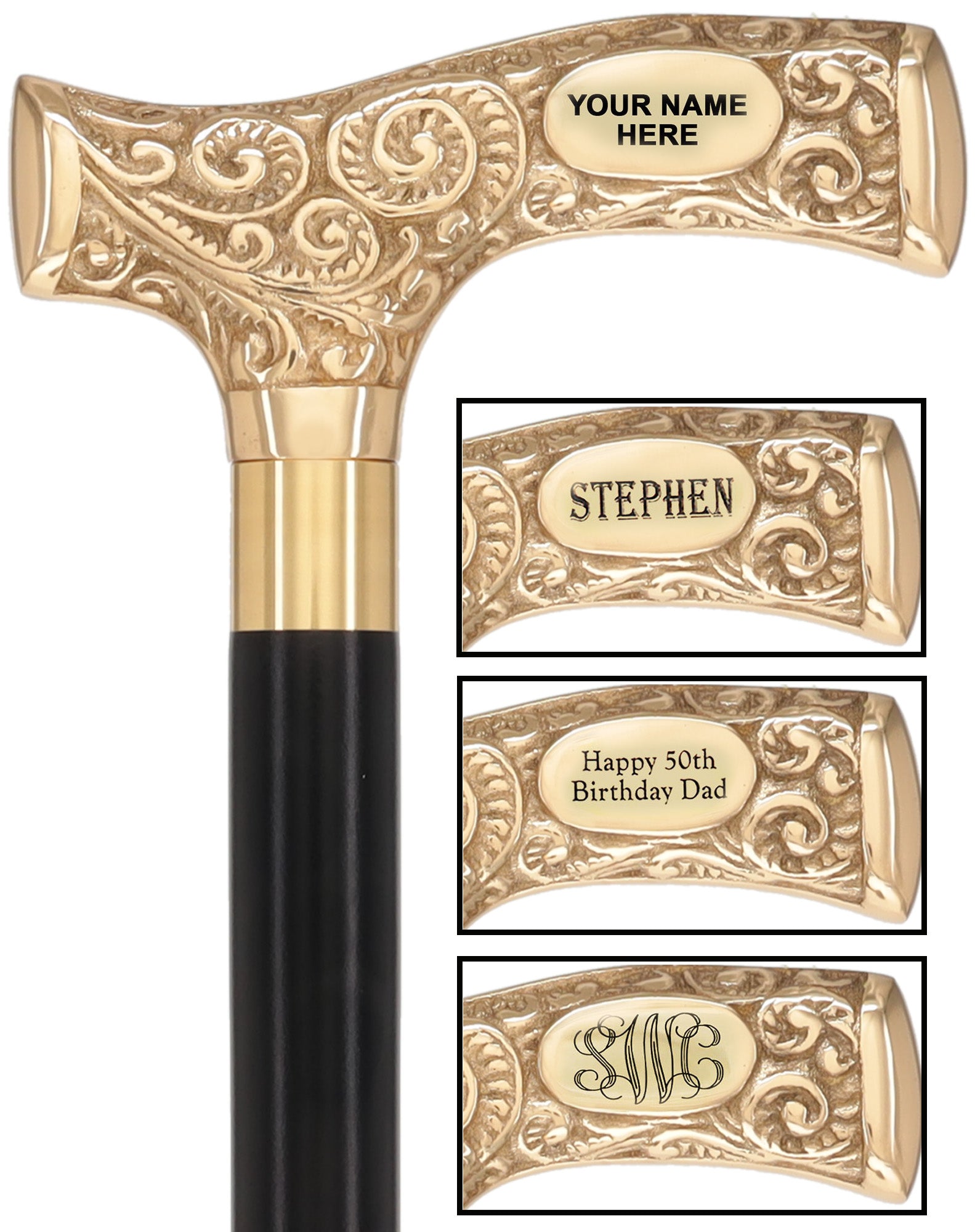 Make It Yours: Premium Brass Cane w/ Personalized Engraving
