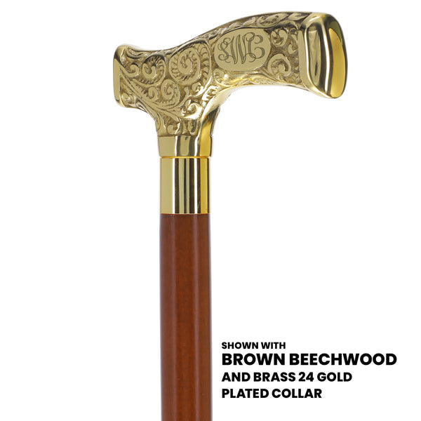 Personalized Engraving Brass Fritz Handle Walking Cane