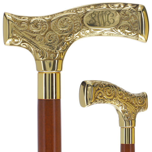 Personalized Engraving Brass Fritz Handle Walking Cane