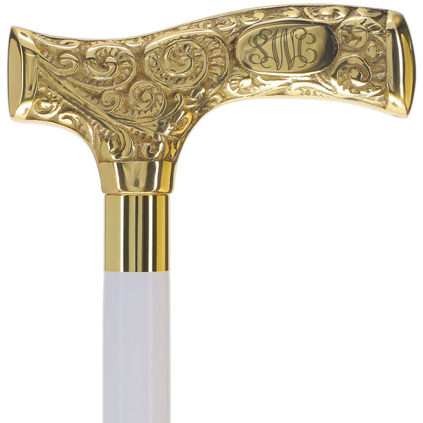 Personalized Engraving Brass Fritz Handle Walking Cane