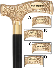 Father's Day Engraved Premium Brass Fritz Handle Walking Cane