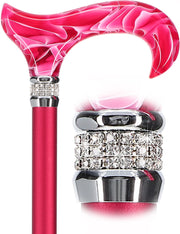 Vibrant Hot Pink Pearlz Rhinestone Orthopedic Derby Cane
