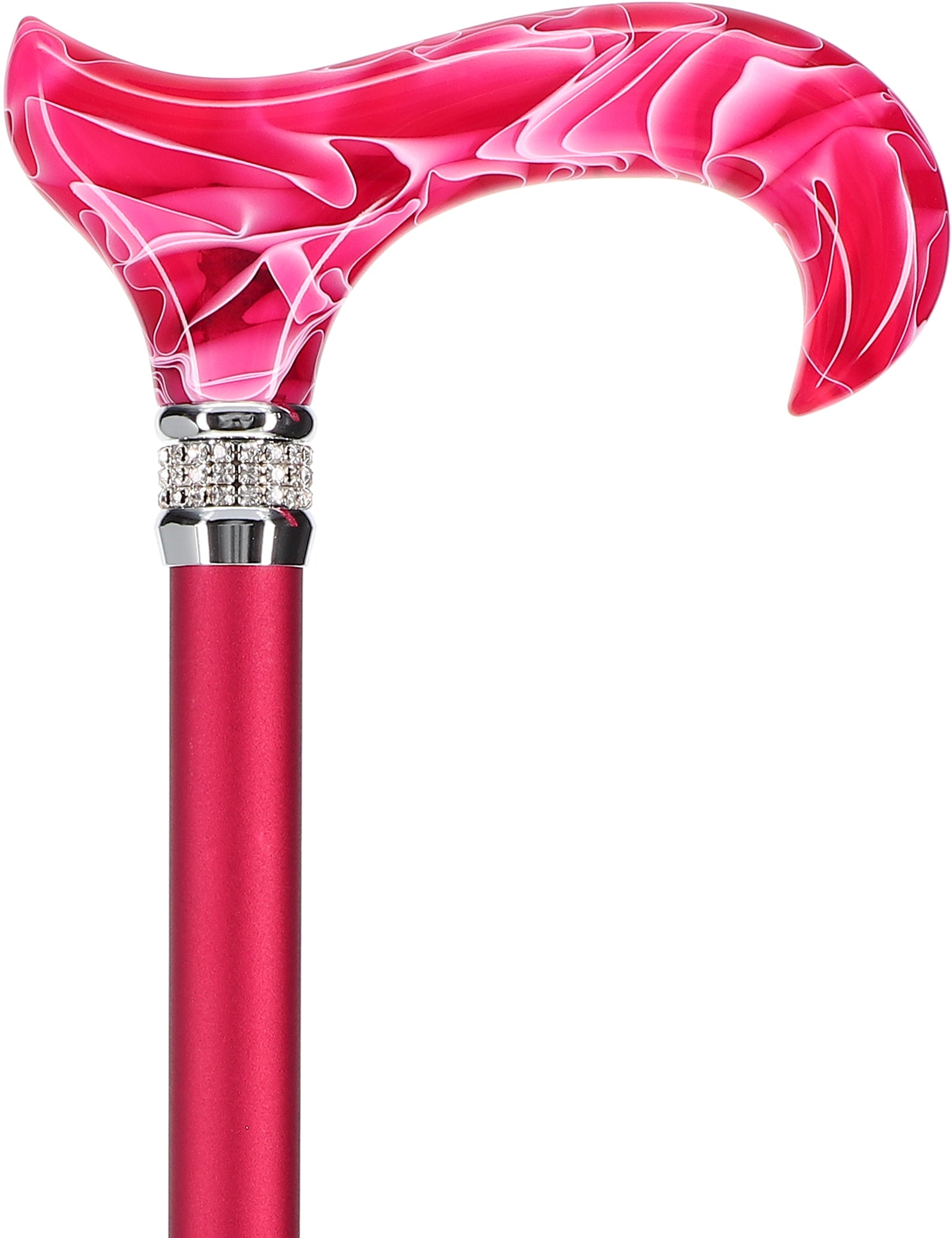 Vibrant Hot Pink Pearlz Rhinestone Orthopedic Derby Cane