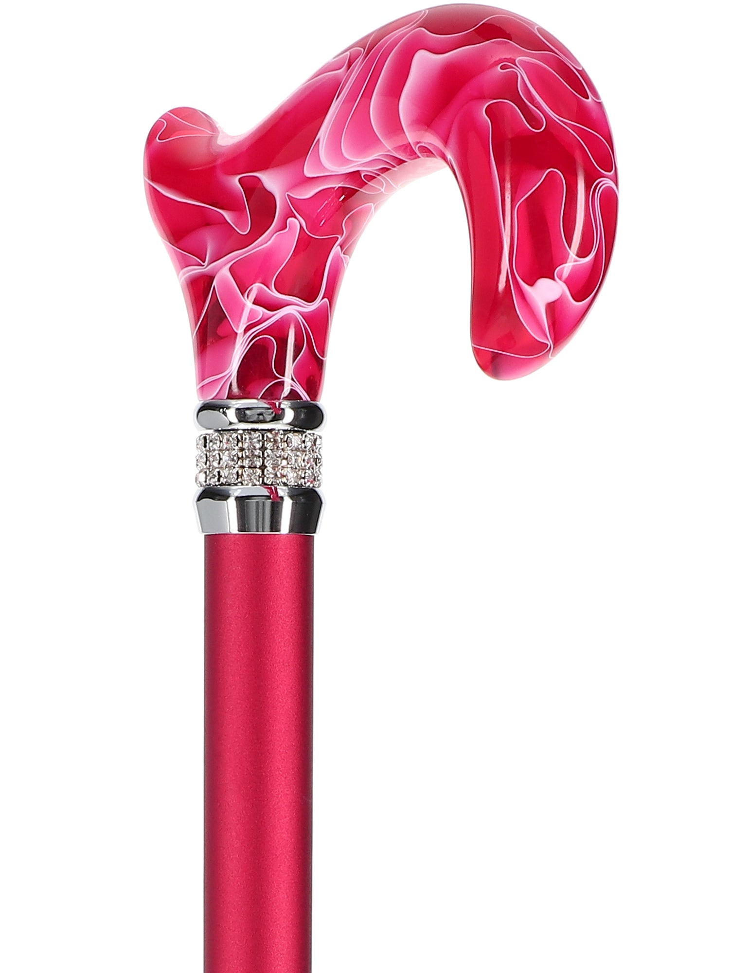 Vibrant Hot Pink Pearlz Rhinestone Orthopedic Derby Cane