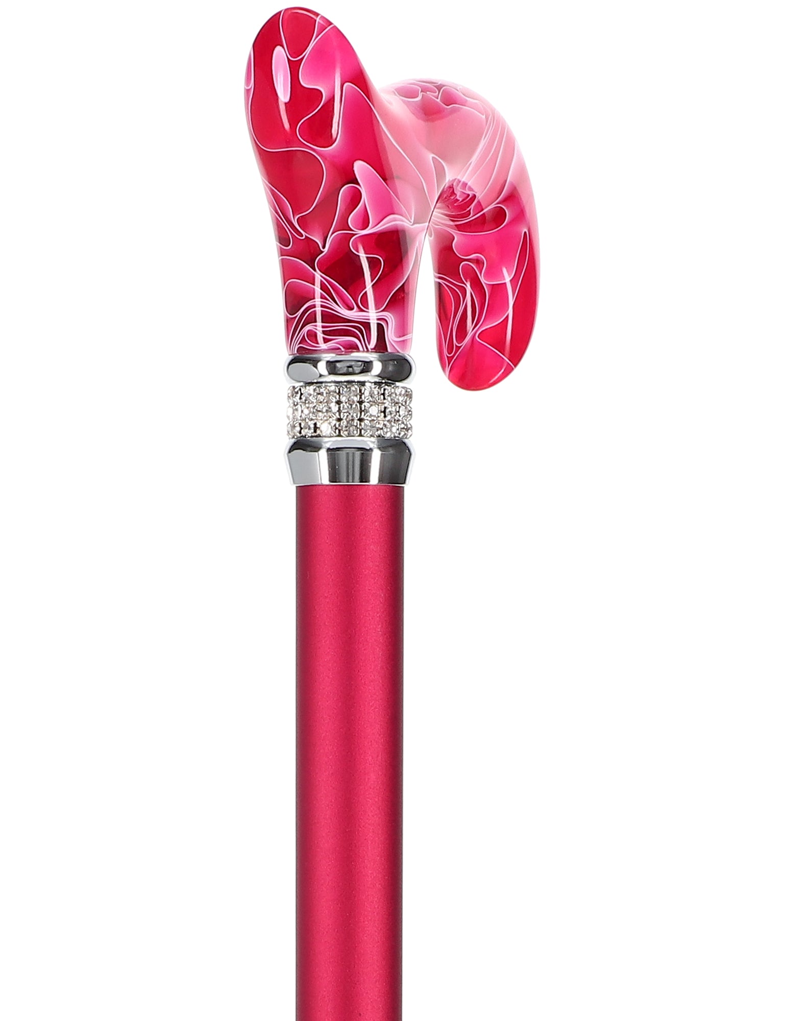 Rhinestone Designer Cane: Vibrant Magenta Red Exquisite Pearlz