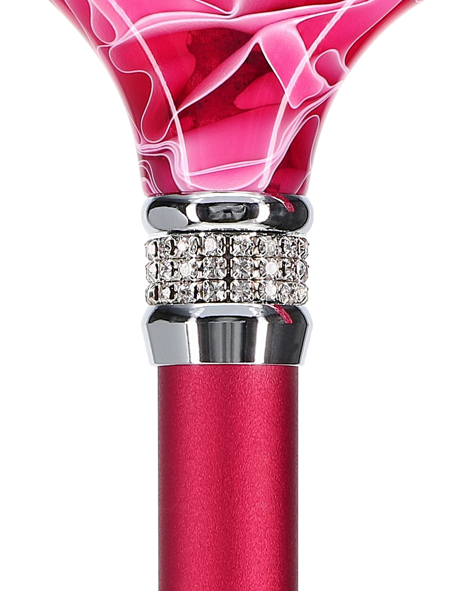 Rhinestone Designer Cane: Vibrant Magenta Red Exquisite Pearlz