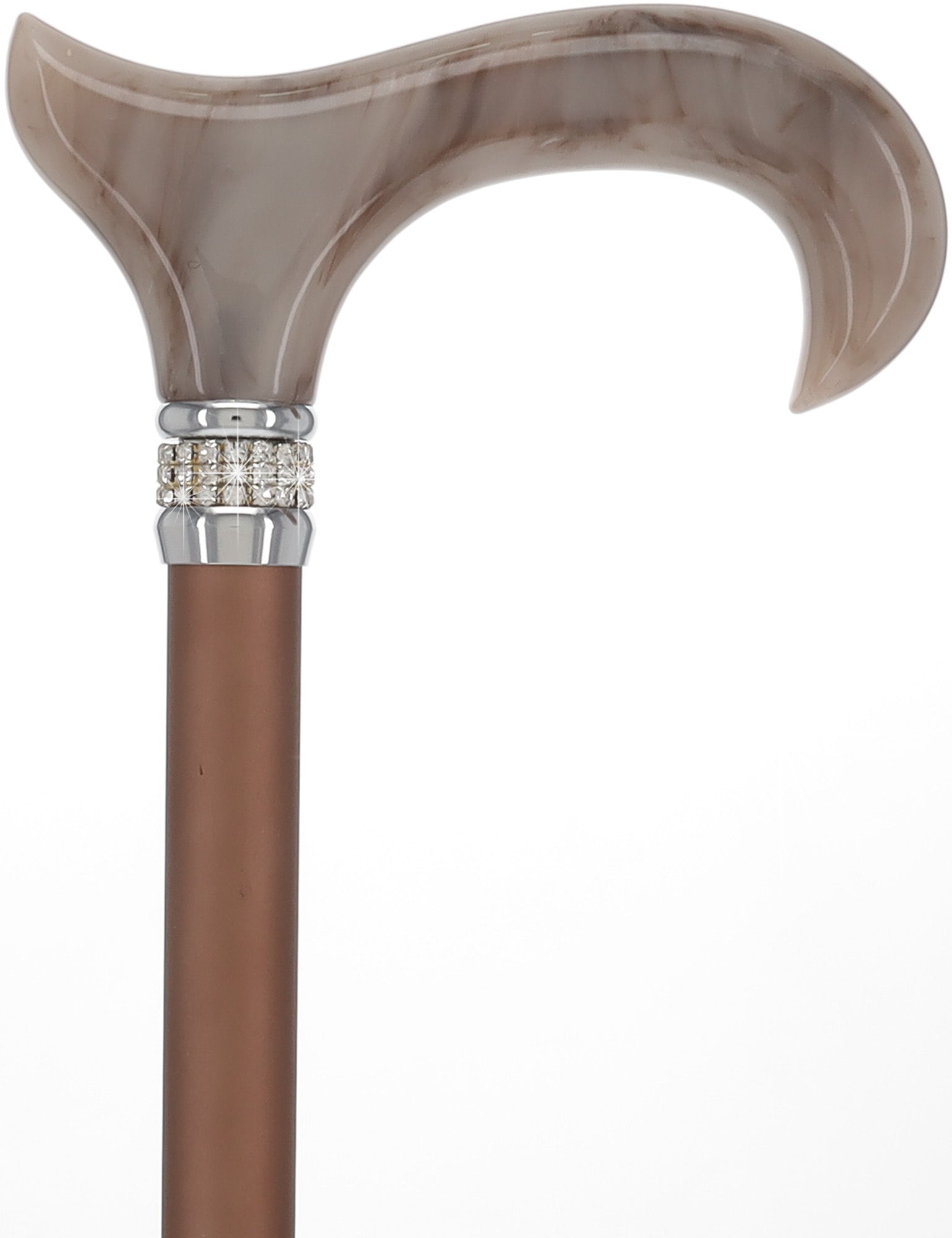 Mocha Rhinestone Pearlz Adjustable Orthopedic Derby Cane