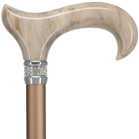 Adjustable Fashionable Cream White Cane with Diamonds and Pearls