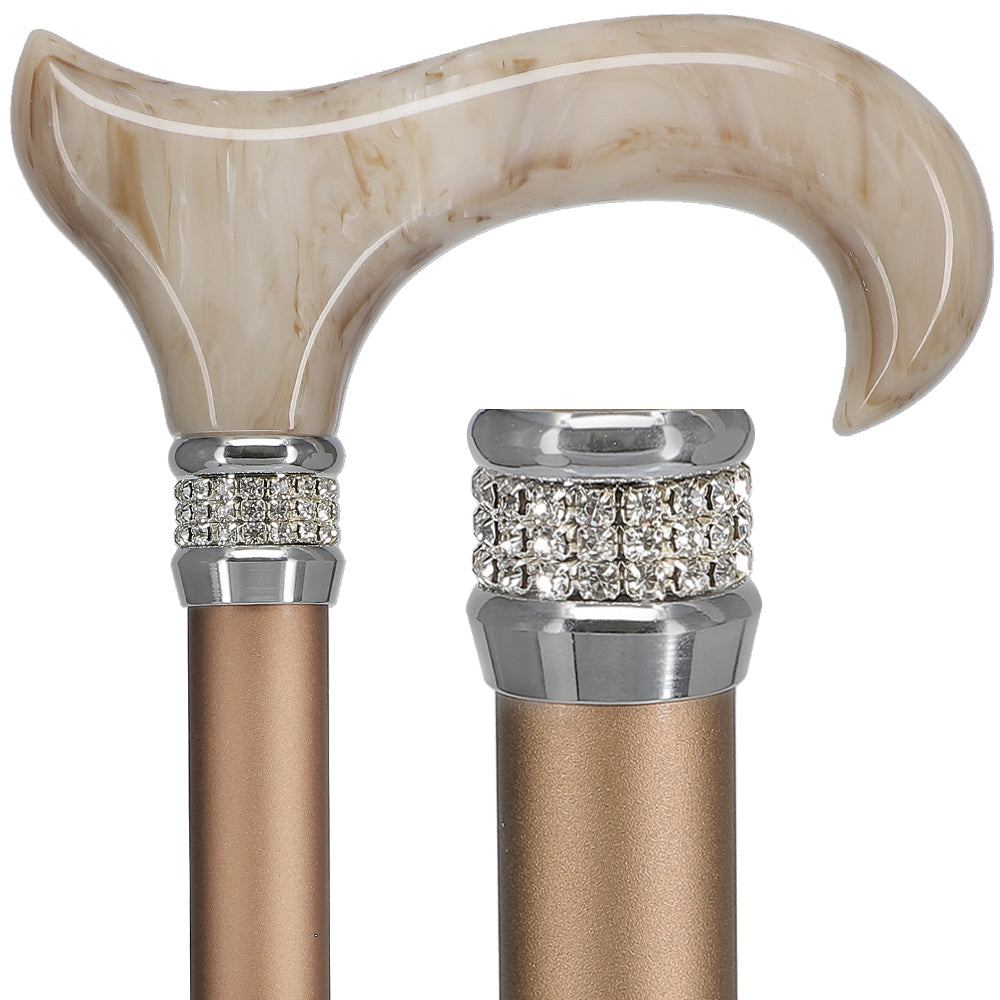 Rhinestone Designer Cane: Exquisite Pearlz Champagne Swirl