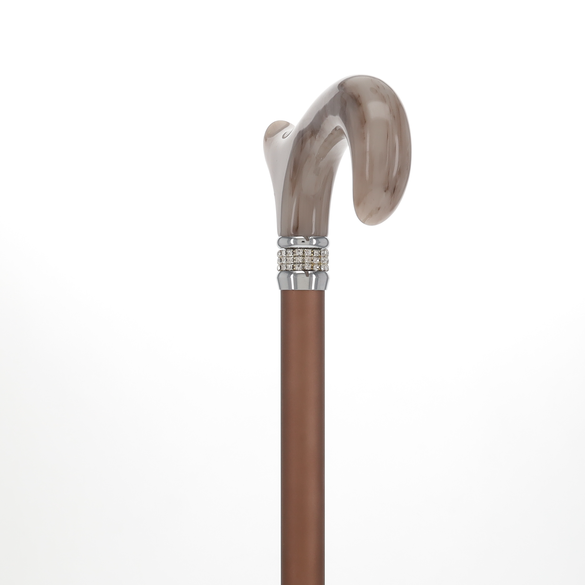 Mocha Rhinestone Pearlz Adjustable Orthopedic Derby Cane