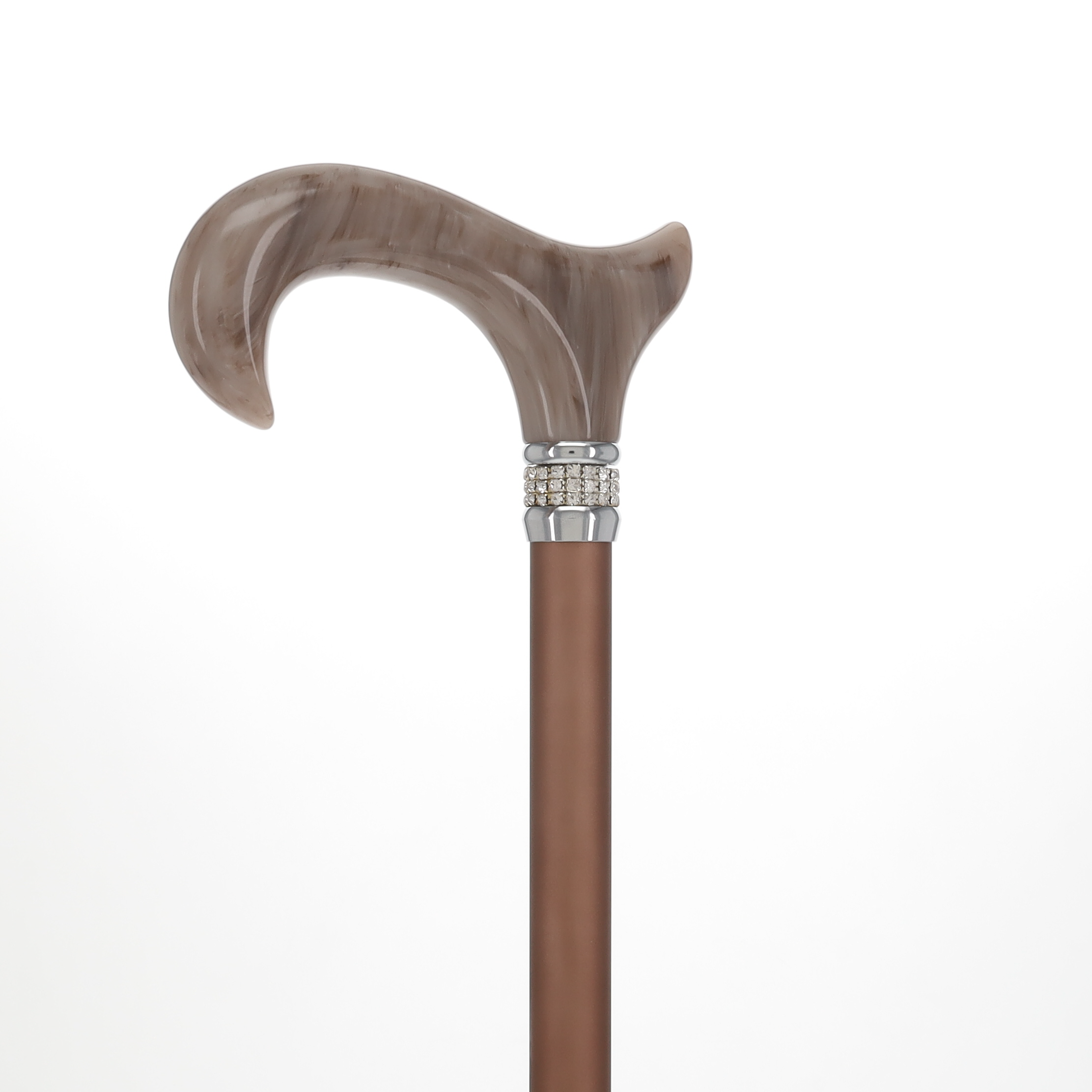 Mocha Rhinestone Pearlz Adjustable Orthopedic Derby Cane