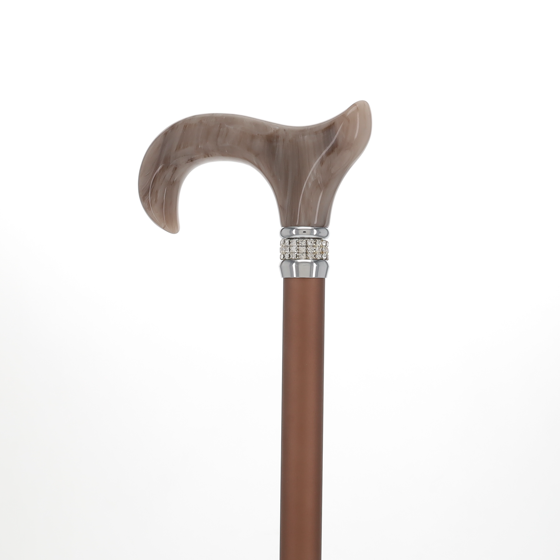 Mocha Rhinestone Pearlz Adjustable Orthopedic Derby Cane