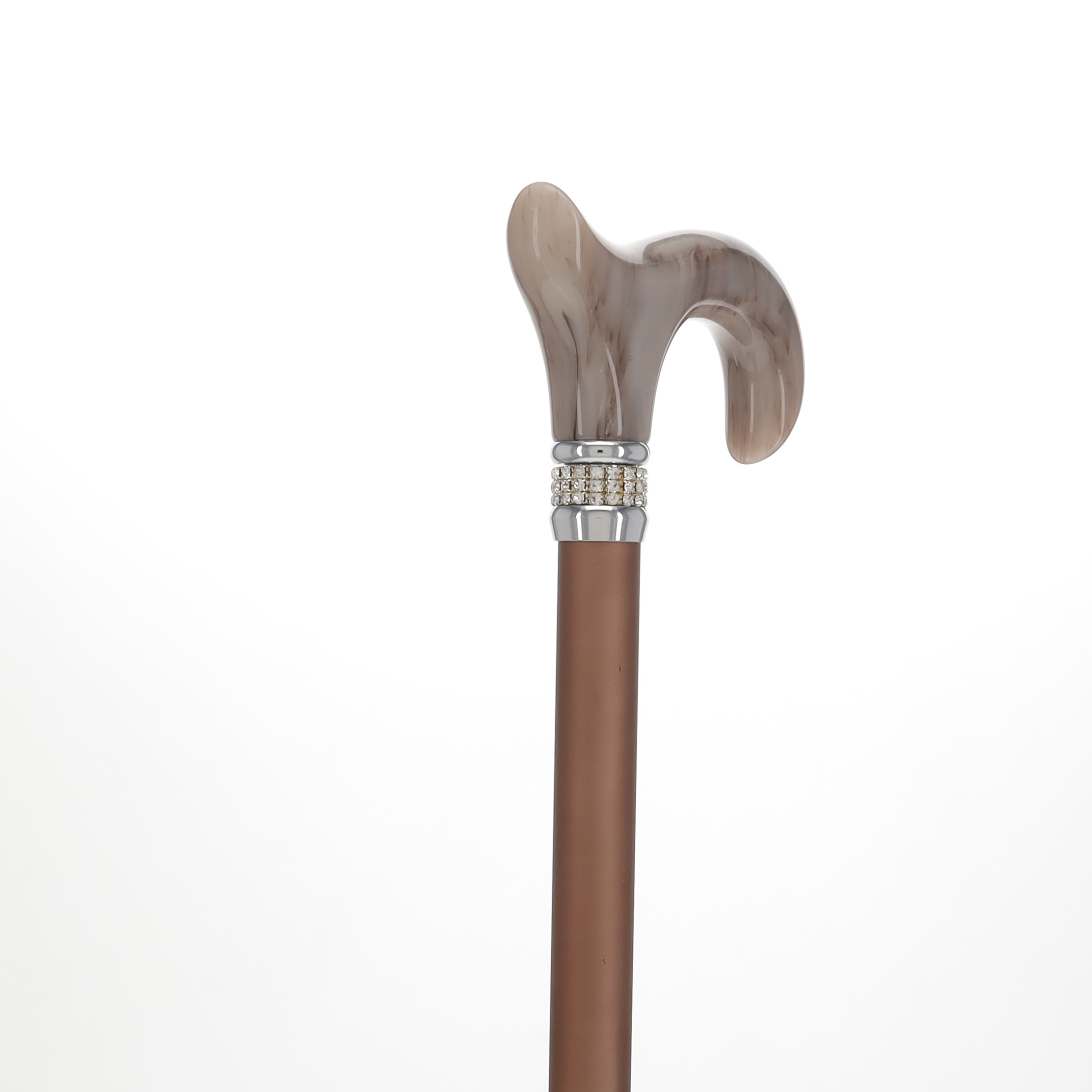 Mocha Rhinestone Pearlz Adjustable Orthopedic Derby Cane