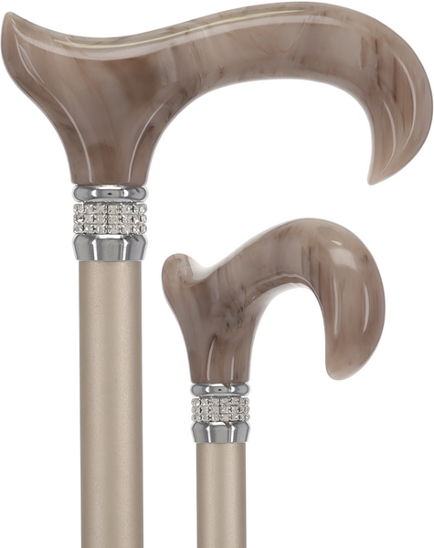 Rhinestone Designer Cane: Exquisite Pearlz Champagne Swirl
