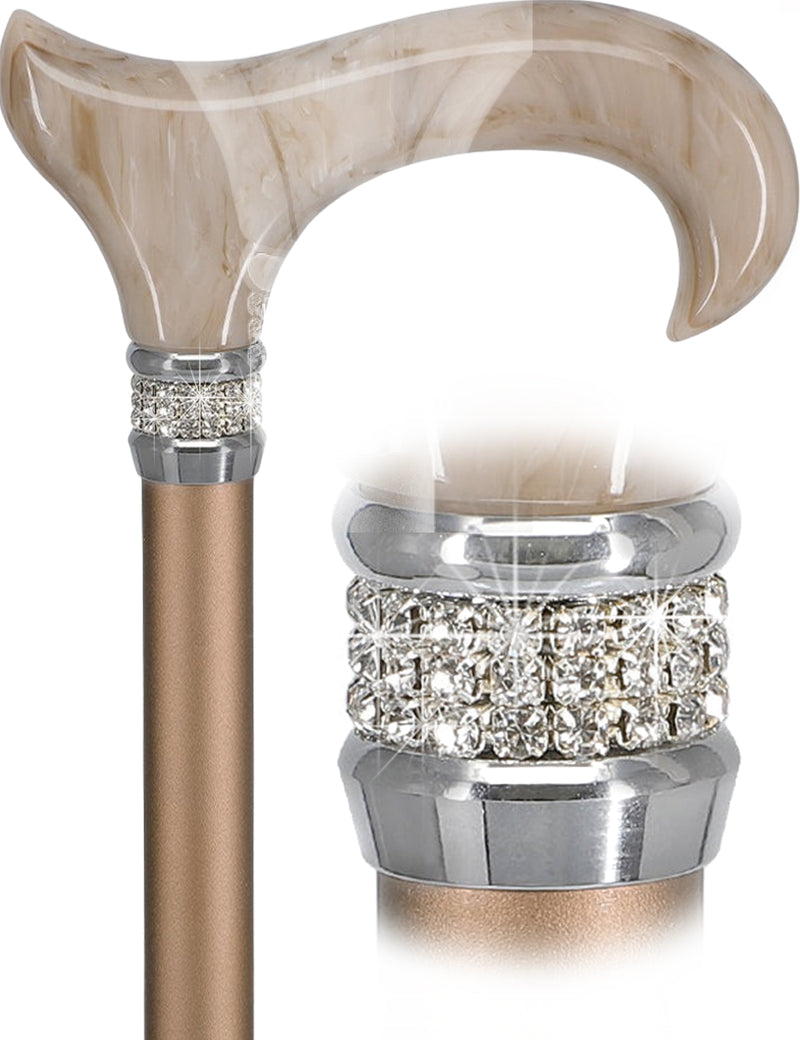 Rhinestone Designer Cane: Exquisite Pearlz Champagne Swirl