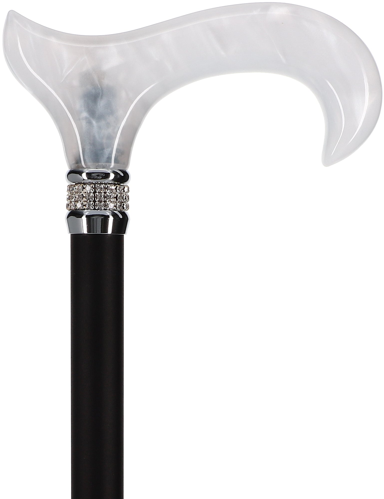 Black & White Pearlz Rhinestone Orthopedic Derby Cane