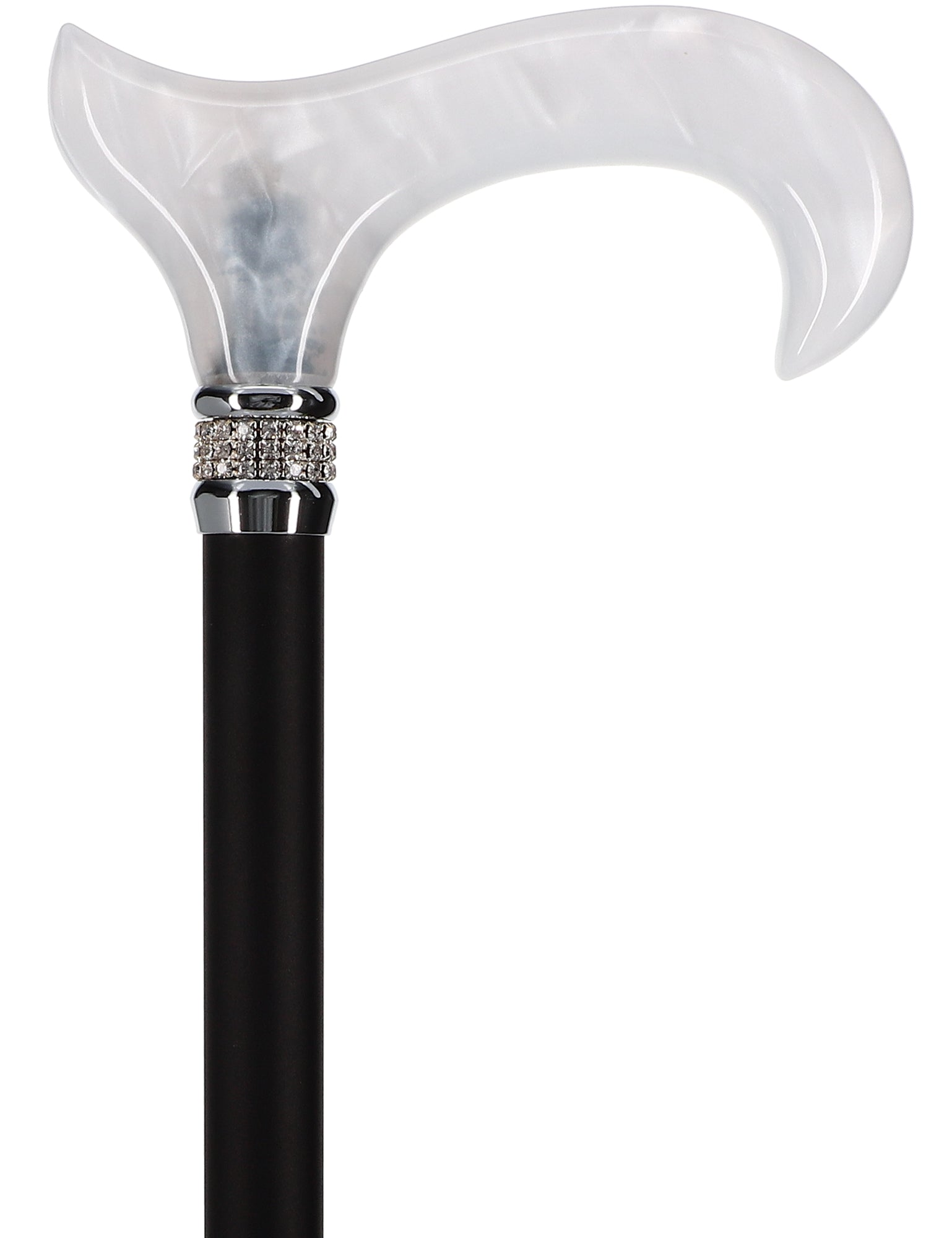 Black & White Pearlz Rhinestone Orthopedic Derby Cane