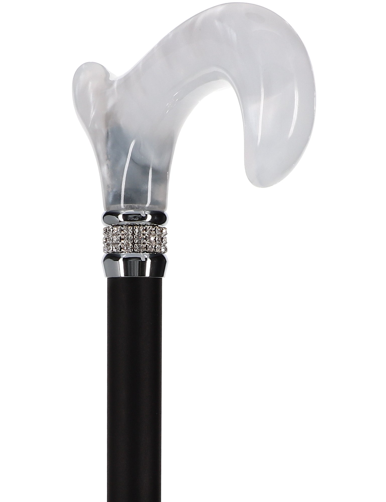 Black & White Pearlz Rhinestone Orthopedic Derby Cane