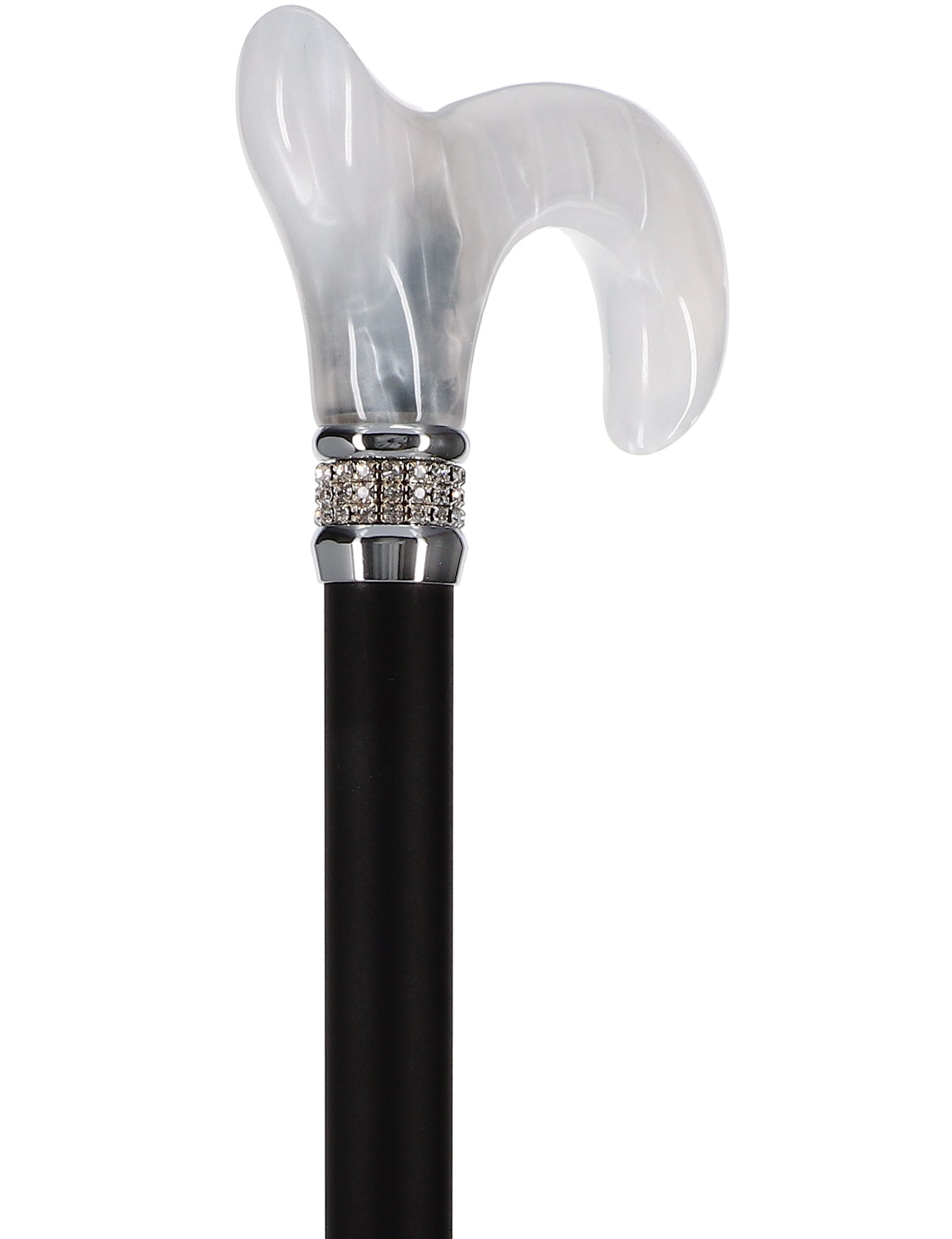 Black & White Pearlz Rhinestone Orthopedic Derby Cane