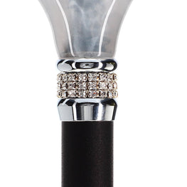Scratch and Dent Black & White Pearlz with Rhinestone Collar and Black Adjustable Shaft V2092