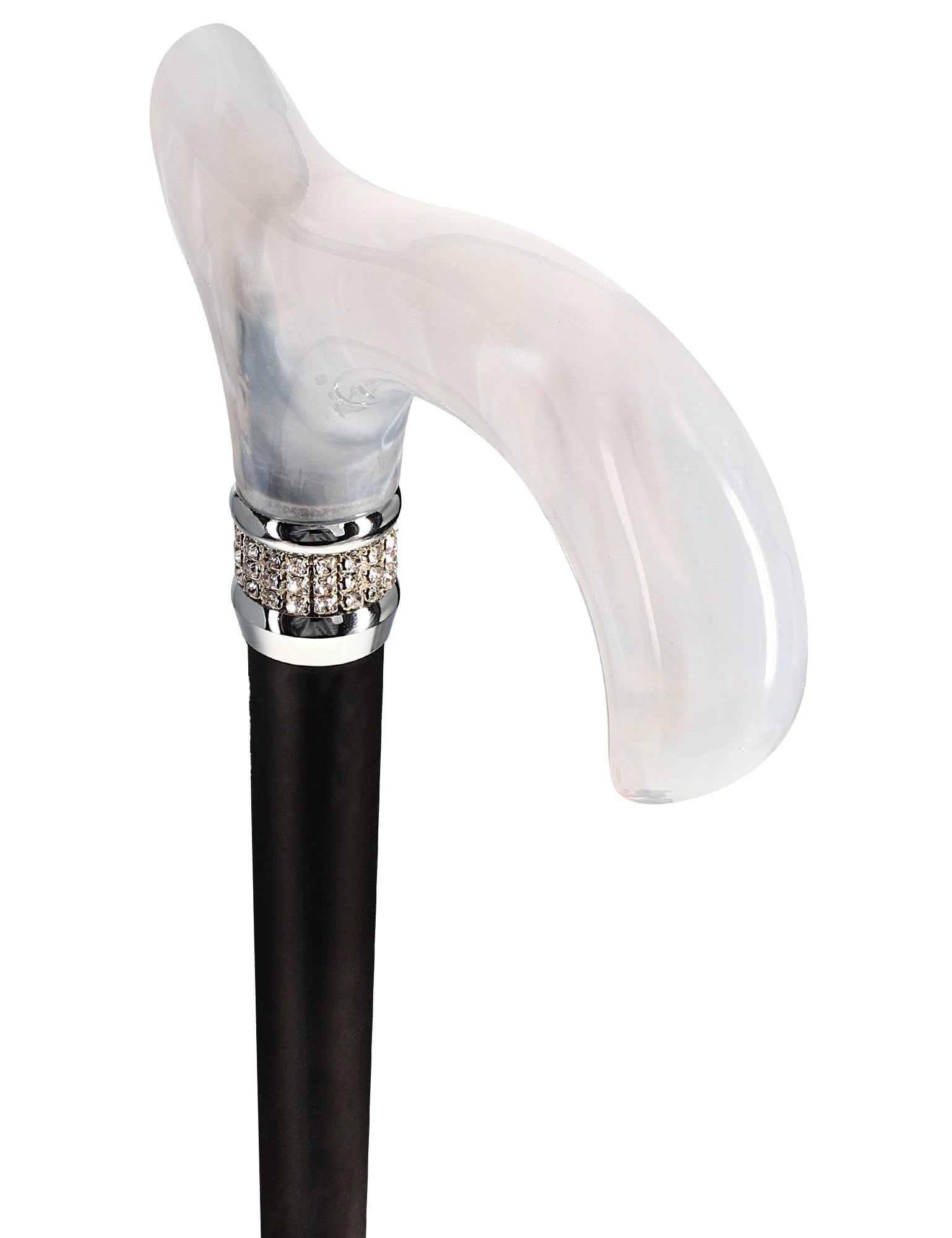 Black & White Pearlz Rhinestone Orthopedic Derby Cane