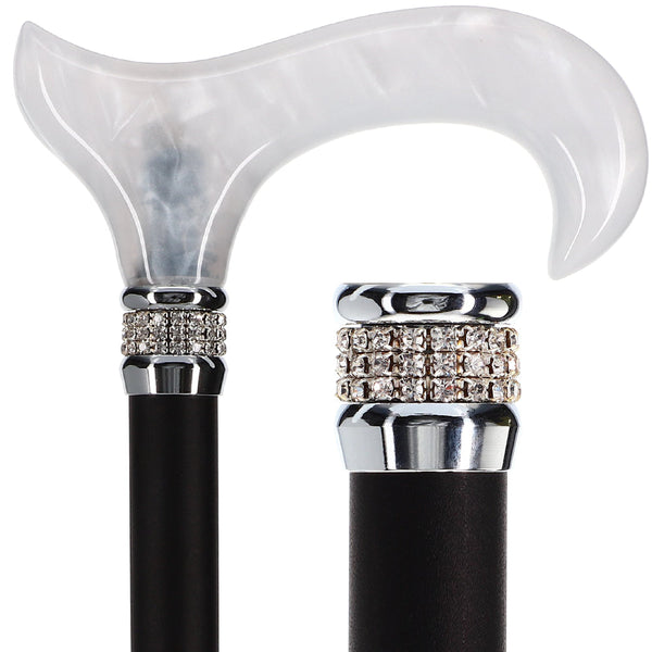 Scratch and Dent Black & White Pearlz with Rhinestone Collar and Black Adjustable Shaft V2092