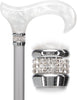 Platinum Pearlz w/ Rhinestone Collar and Silver Shaft Designer Adjustable Cane