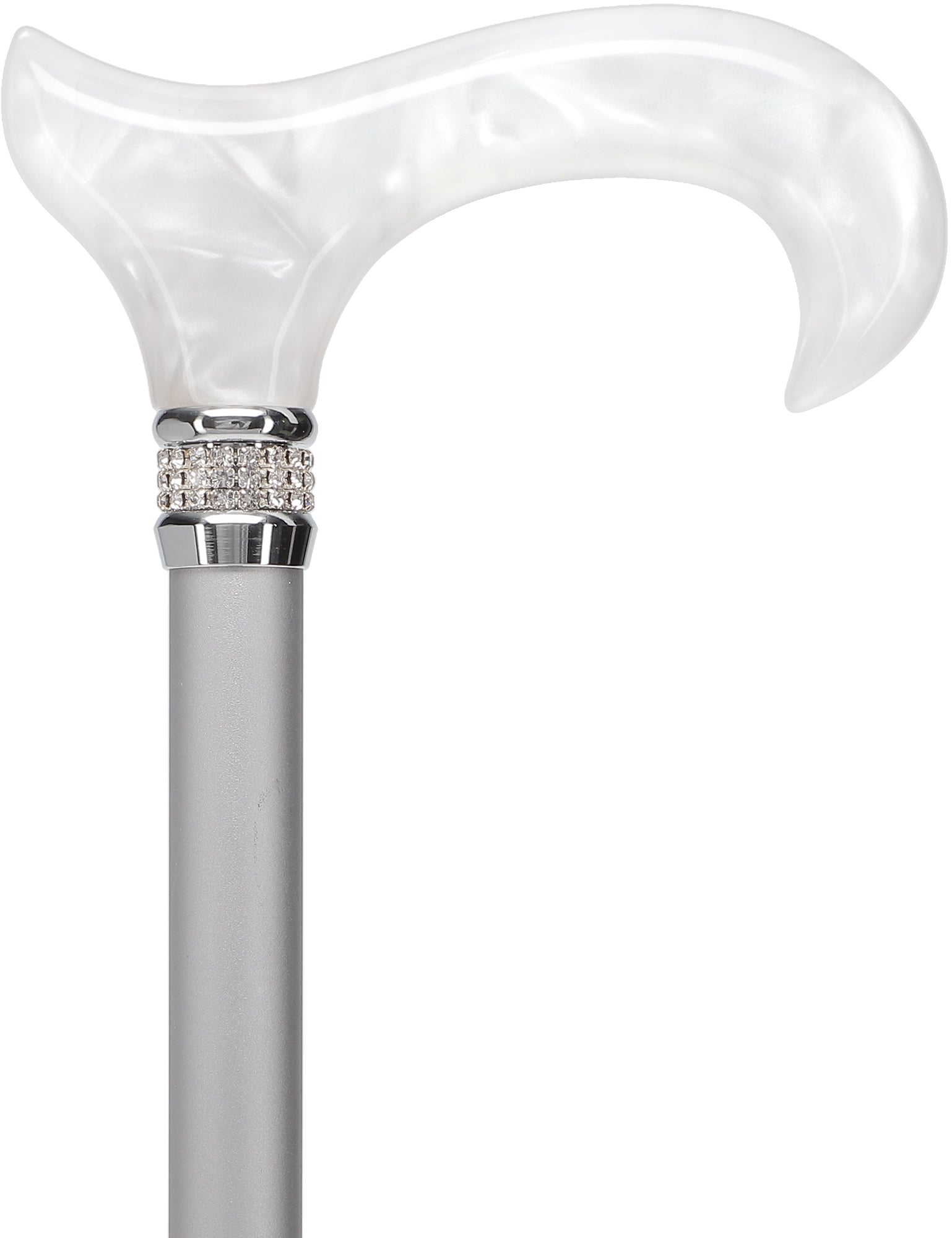 Platinum Pearlz with White Swirl Orthopedic Derby Cane