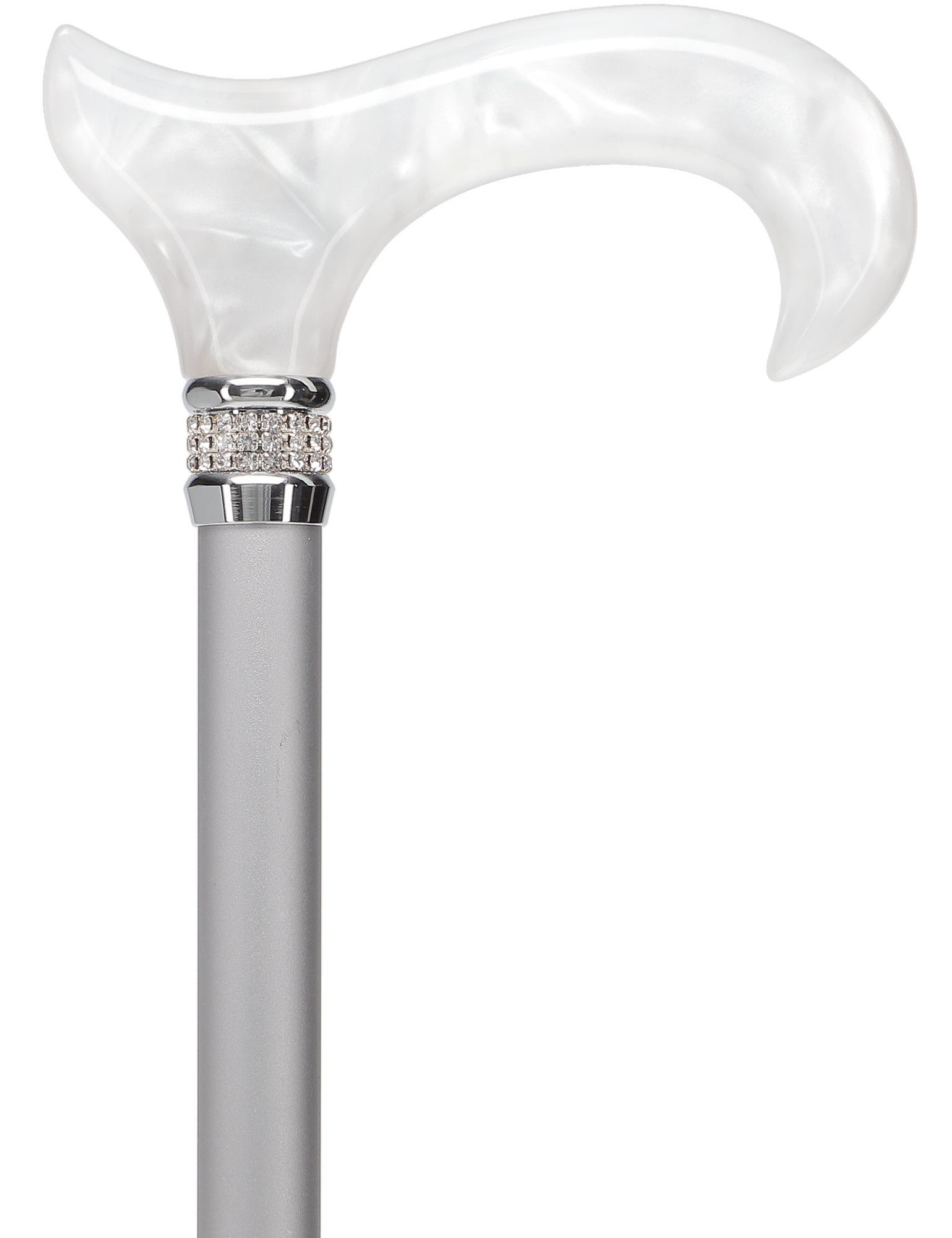 Platinum Pearlz with White Swirl Orthopedic Derby Cane