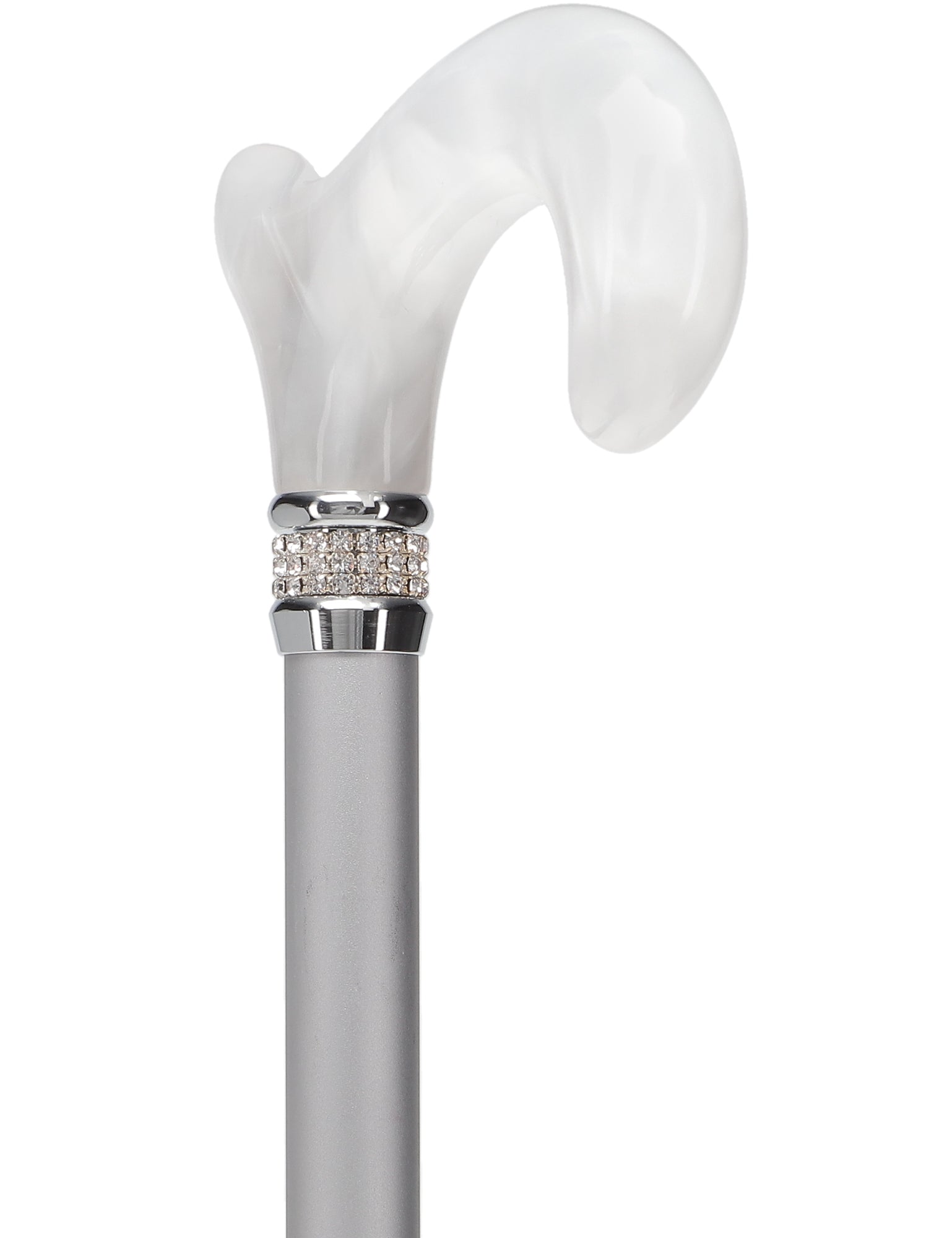 Platinum Pearlz with White Swirl Orthopedic Derby Cane