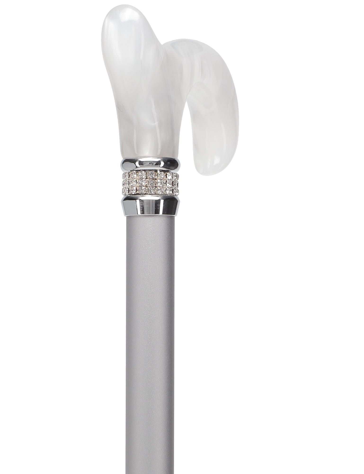 Platinum Pearlz with White Swirl Orthopedic Derby Cane