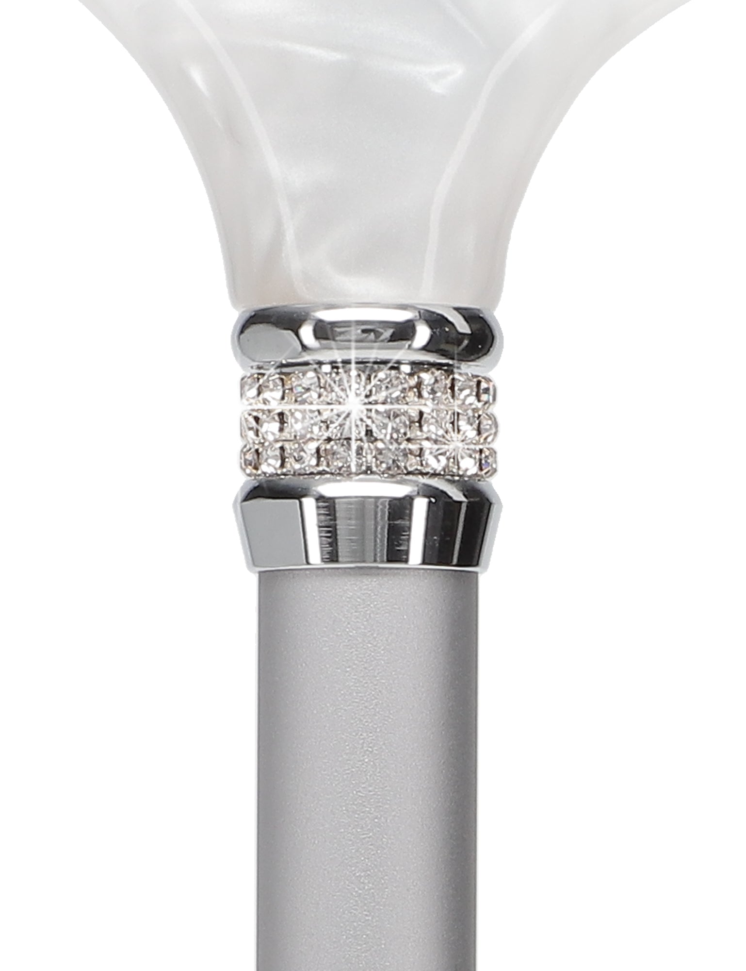 Platinum Pearlz with White Swirl Orthopedic Derby Cane