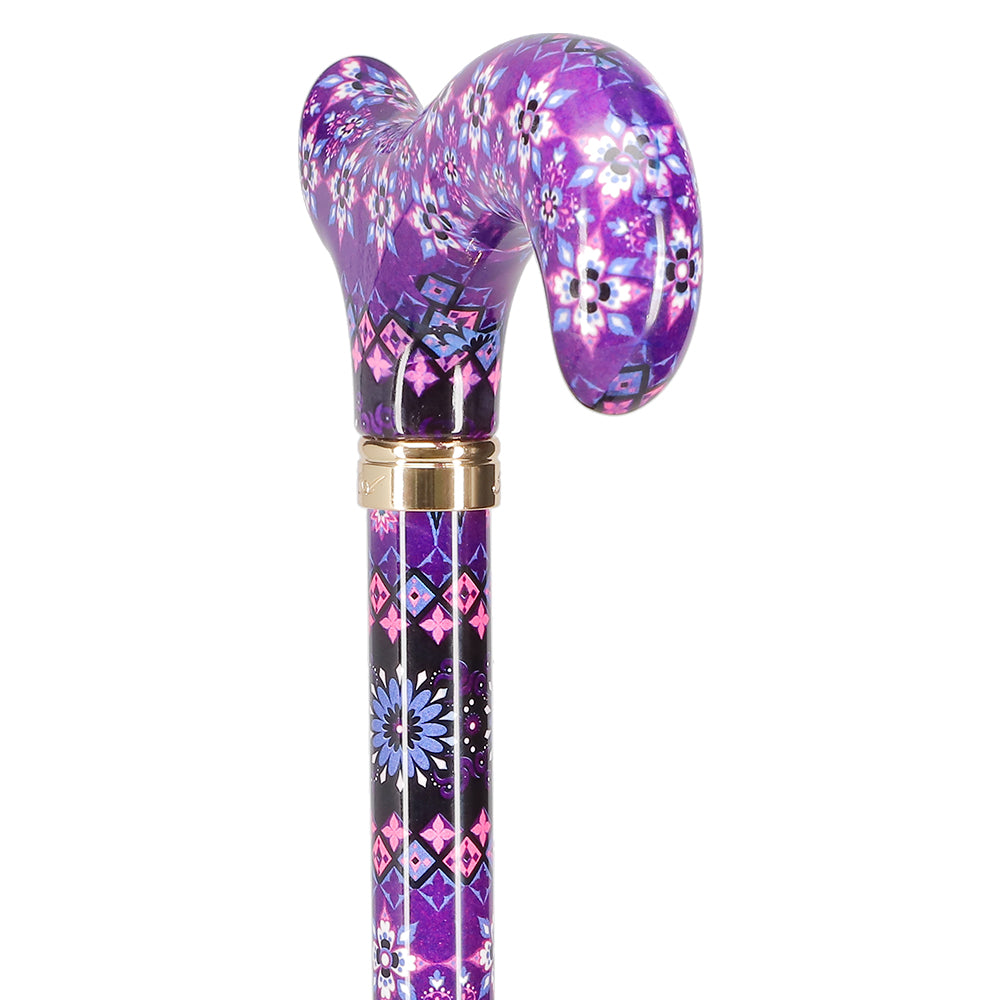 Pretty Purple Designer Adjustable Derby Walking Cane with Engraved Collar w/ SafeTbase