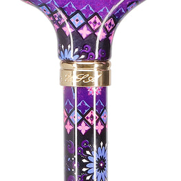 Pretty Purple Designer Adjustable Derby Walking Cane with Engraved Collar