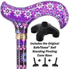 Pretty Purple Designer Adjustable Derby Walking Cane with Engraved Collar w/ SafeTbase