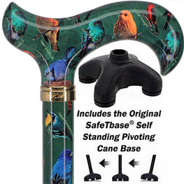 American Songbird Designer Adjustable Derby Walking Cane with Engraved Collar w/ SafeTbase