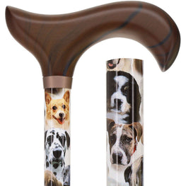 Dog Lovers: Designer Adjustable Cane w/ Wooden Handle