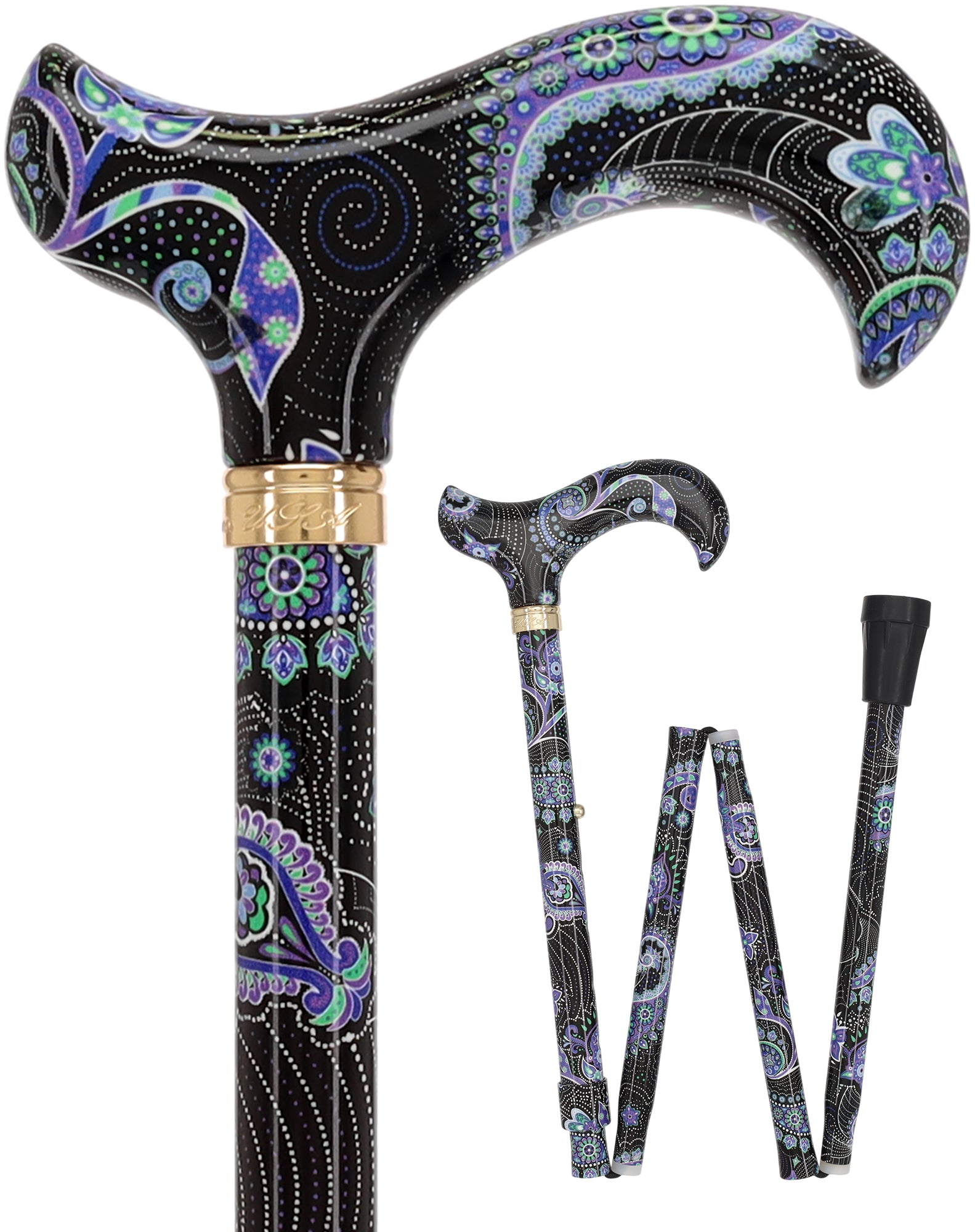 Purple Majesty: Designer Adjustable Folding Cane w/ Patterned Handle