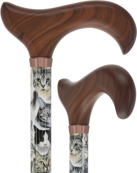 Cat Lovers-Designer Cane, Adjustable w/ wood Derby Handle