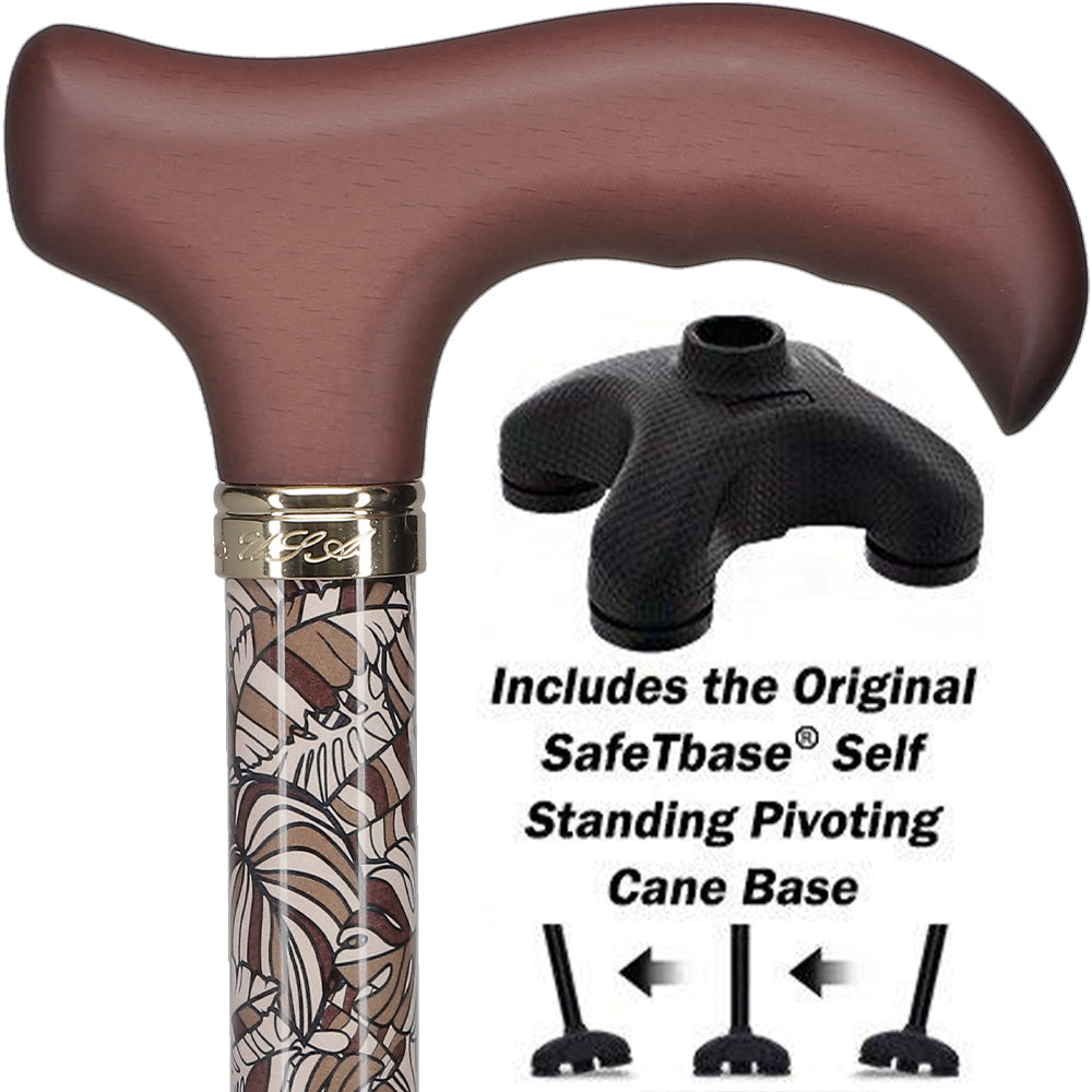Bahama Leaf Adjustable Derby Cane - w/ SafeTbase