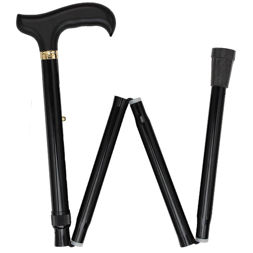 Black Folding Derby Cane: Adjustable & SafeTbase