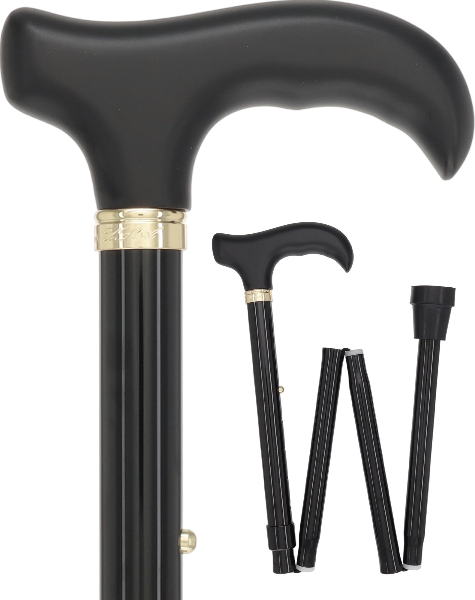 Black Folding Derby Cane: Adjustable & SafeTbase