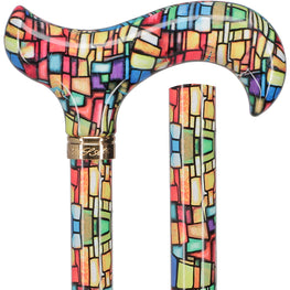 Mosaic Stained: Designer Adjustable Cane w/ Patterned Handle
