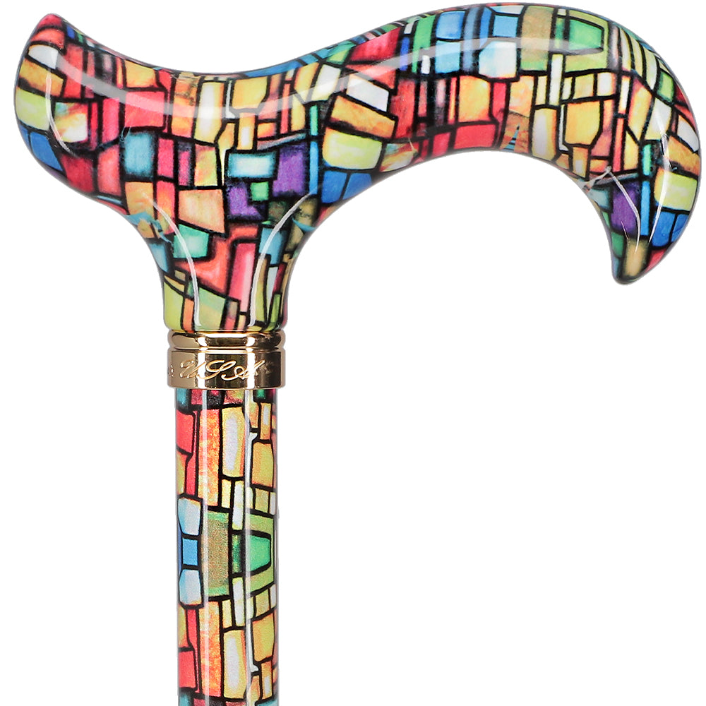 Mosaic Stained: Designer Adjustable Cane w/ Patterned Handle