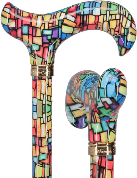 Mosaic Stained: Designer Adjustable Cane w/ Patterned Handle