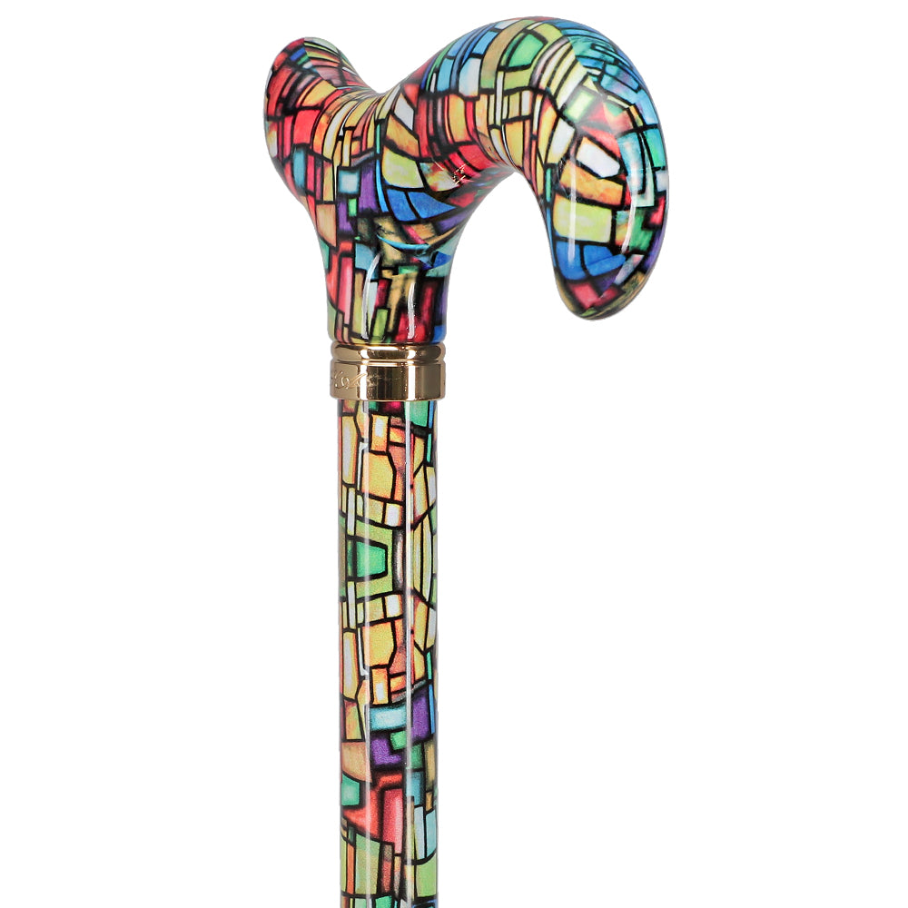 Mosaic Stained Window Adjustable Designer Derby Walking Cane