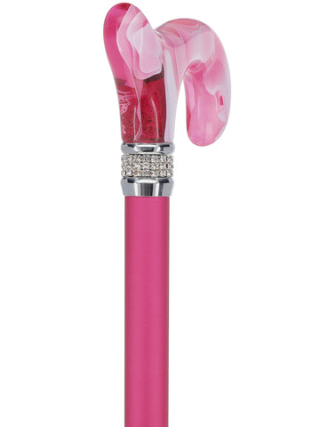 Rhinestone Designer Cane: Chic Pink Pearlz Splendor