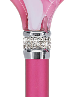 Rhinestone Designer Cane: Chic Pink Pearlz Splendor