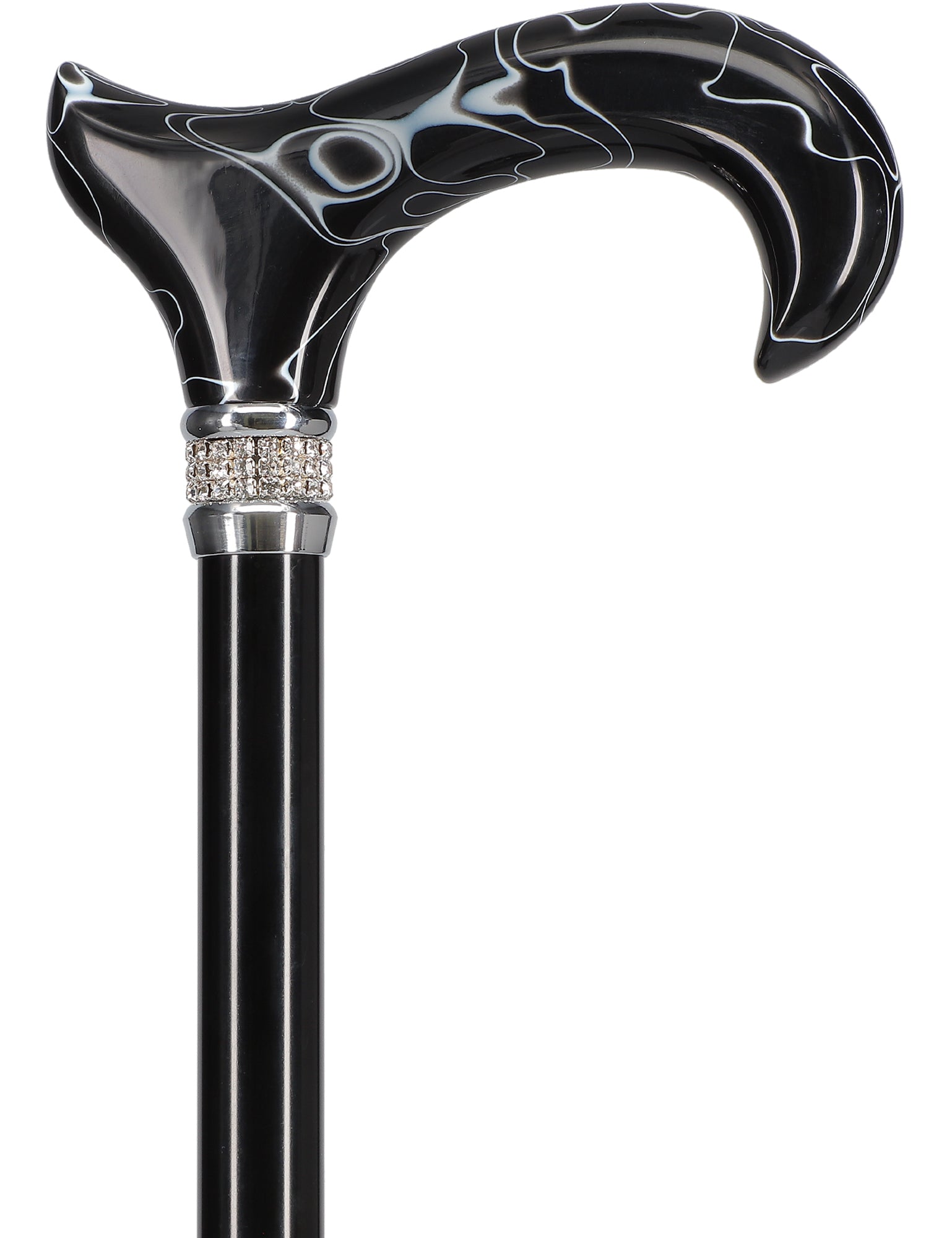 Black Pearlz with Rhinestone Collar Orthopedic Derby Cane