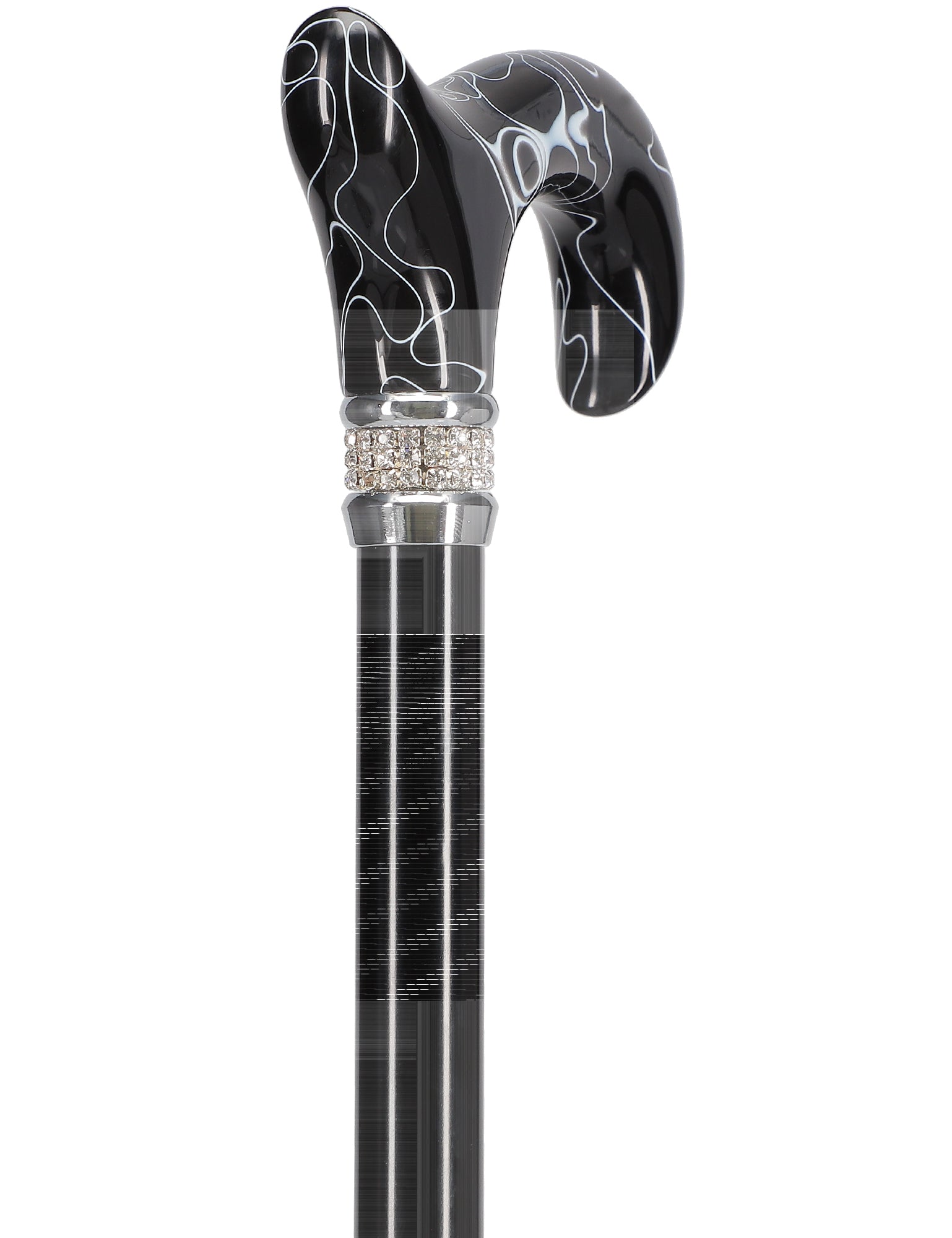 Black Pearlz with Rhinestone Collar Orthopedic Derby Cane